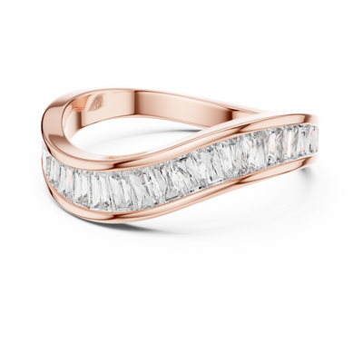 Wave Diamond Band • Unique Channel Setting • Modern Curved Ring • Baguette Style Sparkle • Elegant WomenJewelry