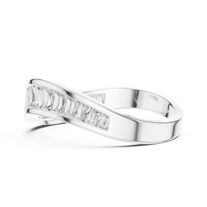 Wave Diamond Band • Unique Channel Setting • Modern Curved Ring • Baguette Style Sparkle • Elegant WomenJewelry