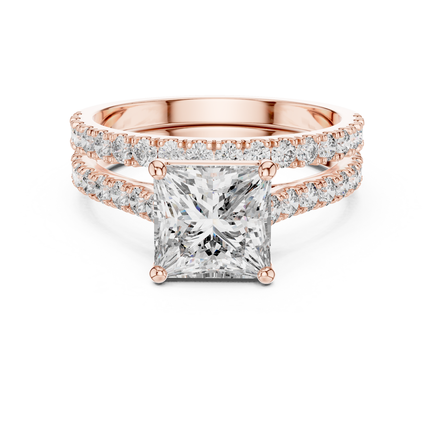 1.61CtPrincess Cut Wedding Ring Set for Women–Two Band Engagement Set –Dainty Bridal Jewelry
