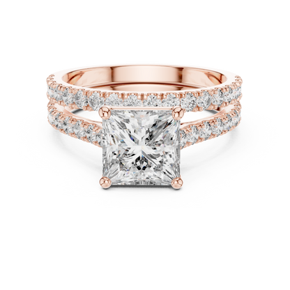 1.61CtPrincess Cut Wedding Ring Set for Women–Two Band Engagement Set –Dainty Bridal Jewelry