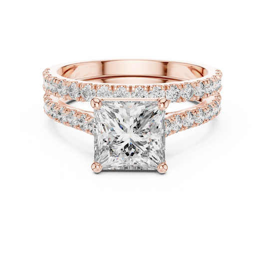 1.61CtPrincess Cut Wedding Ring Set for Women–Two Band Engagement Set –Dainty Bridal Jewelry