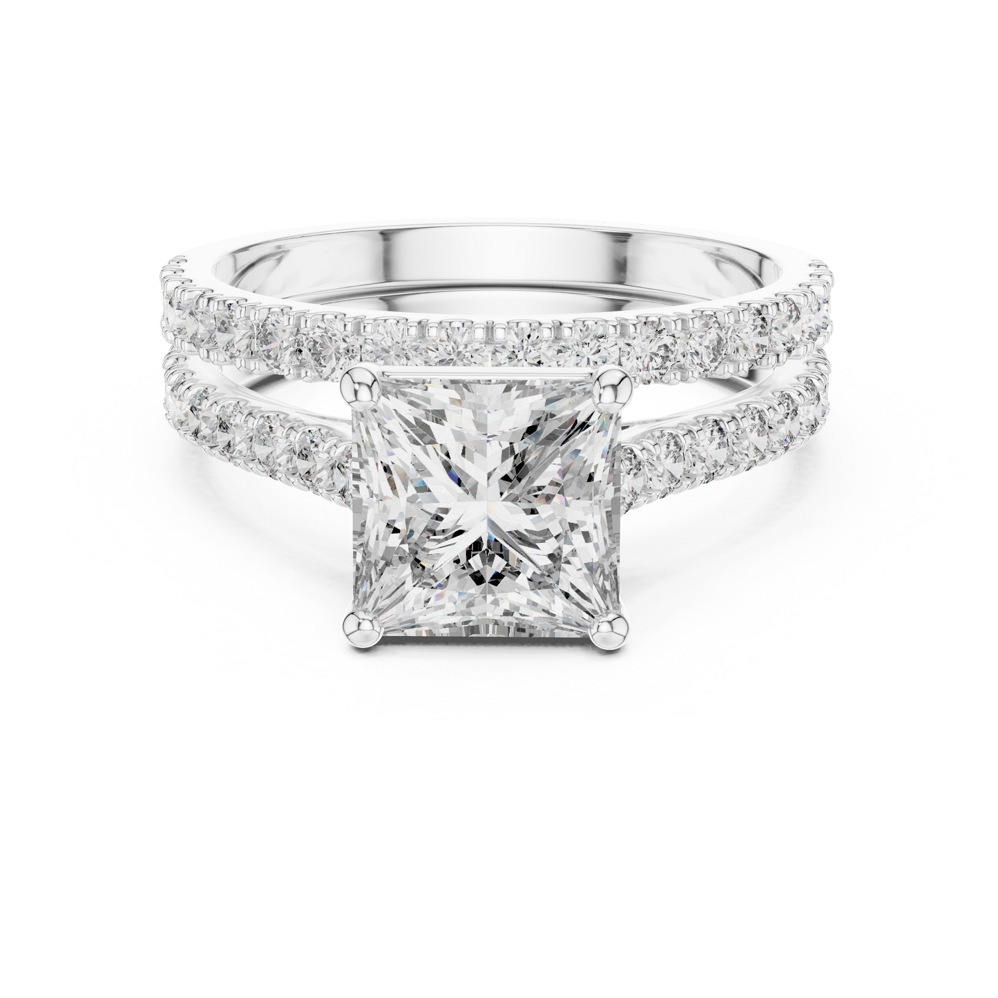1.61CtPrincess Cut Wedding Ring Set for Women–Two Band Engagement Set –Dainty Bridal Jewelry