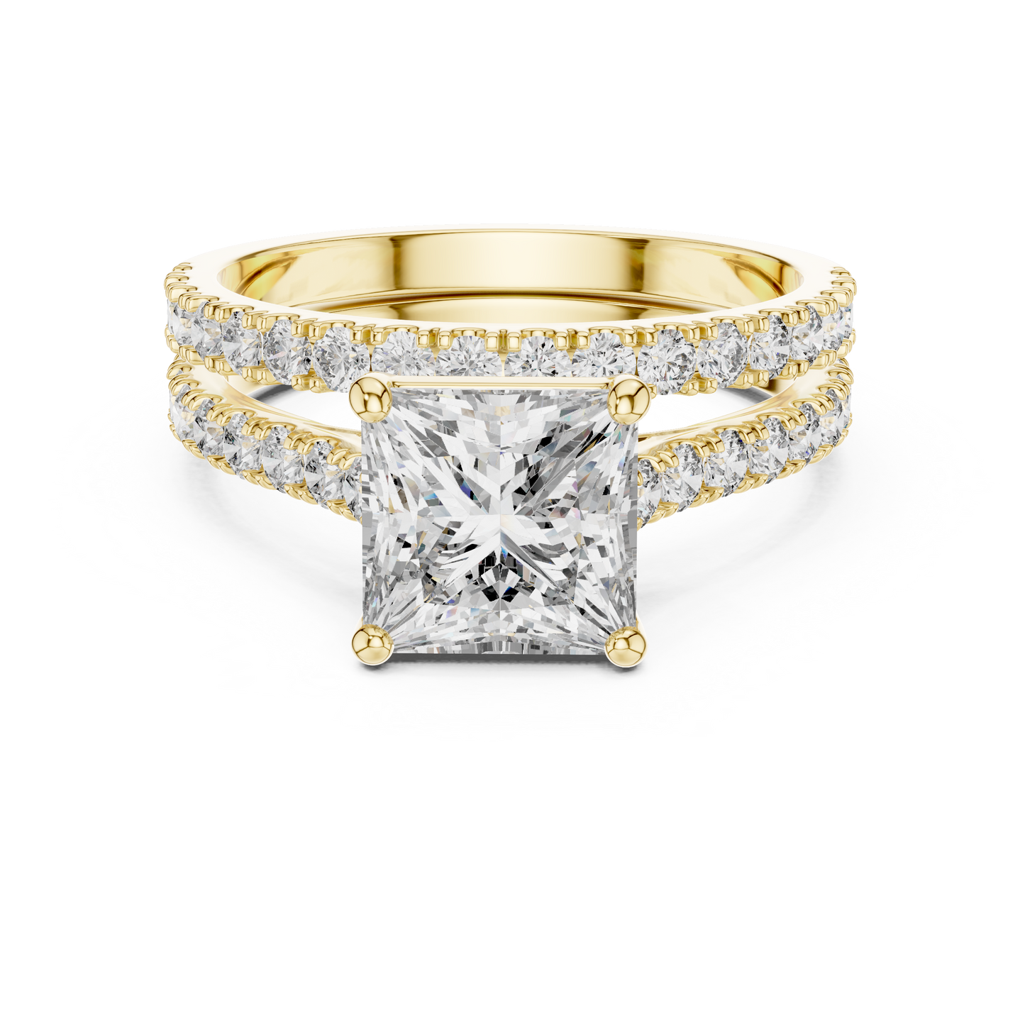 1.61CtPrincess Cut Wedding Ring Set for Women–Two Band Engagement Set –Dainty Bridal Jewelry