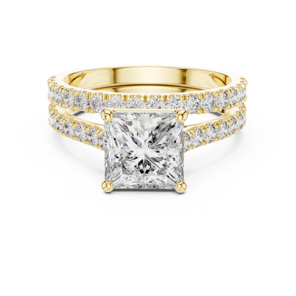 1.61CtPrincess Cut Wedding Ring Set for Women–Two Band Engagement Set –Dainty Bridal Jewelry