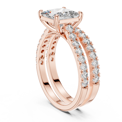 1.61CtPrincess Cut Wedding Ring Set for Women–Two Band Engagement Set –Dainty Bridal Jewelry