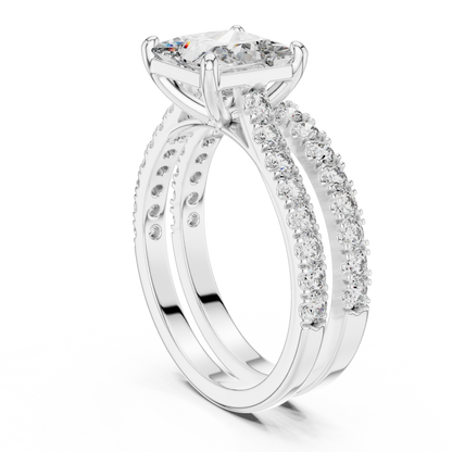 1.61CtPrincess Cut Wedding Ring Set for Women–Two Band Engagement Set –Dainty Bridal Jewelry