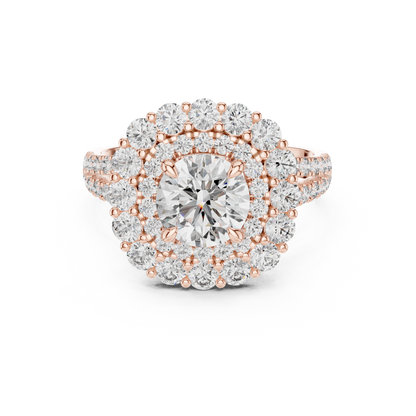 1.00CtGlam Double Halo Engagement Ring – Sparkling Lab Diamond Bridal Jewelry- Vintage Inspired Halo