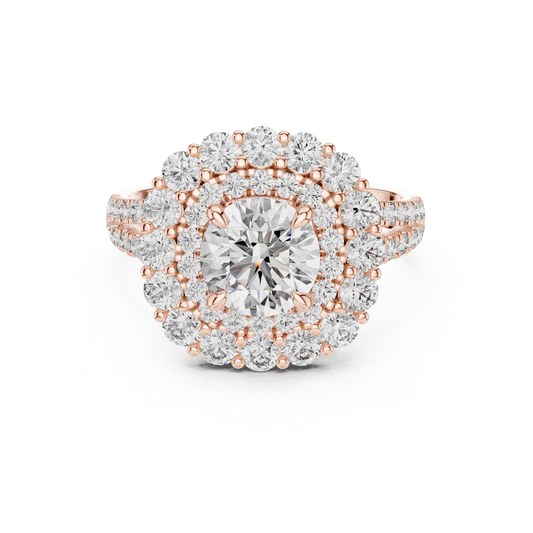 1.00CtGlam Double Halo Engagement Ring – Sparkling Lab Diamond Bridal Jewelry- Vintage Inspired Halo