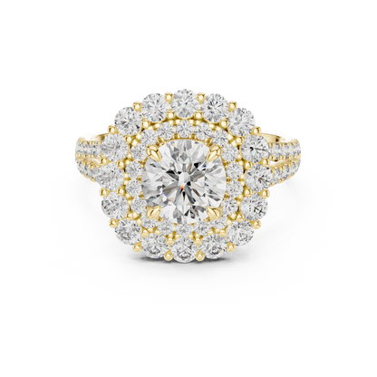 1.00CtGlam Double Halo Engagement Ring – Sparkling Lab Diamond Bridal Jewelry- Vintage Inspired Halo