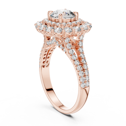 1.00CtGlam Double Halo Engagement Ring – Sparkling Lab Diamond Bridal Jewelry- Vintage Inspired Halo