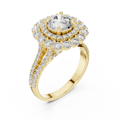 1.00CtGlam Double Halo Engagement Ring – Sparkling Lab Diamond Bridal Jewelry- Vintage Inspired Halo
