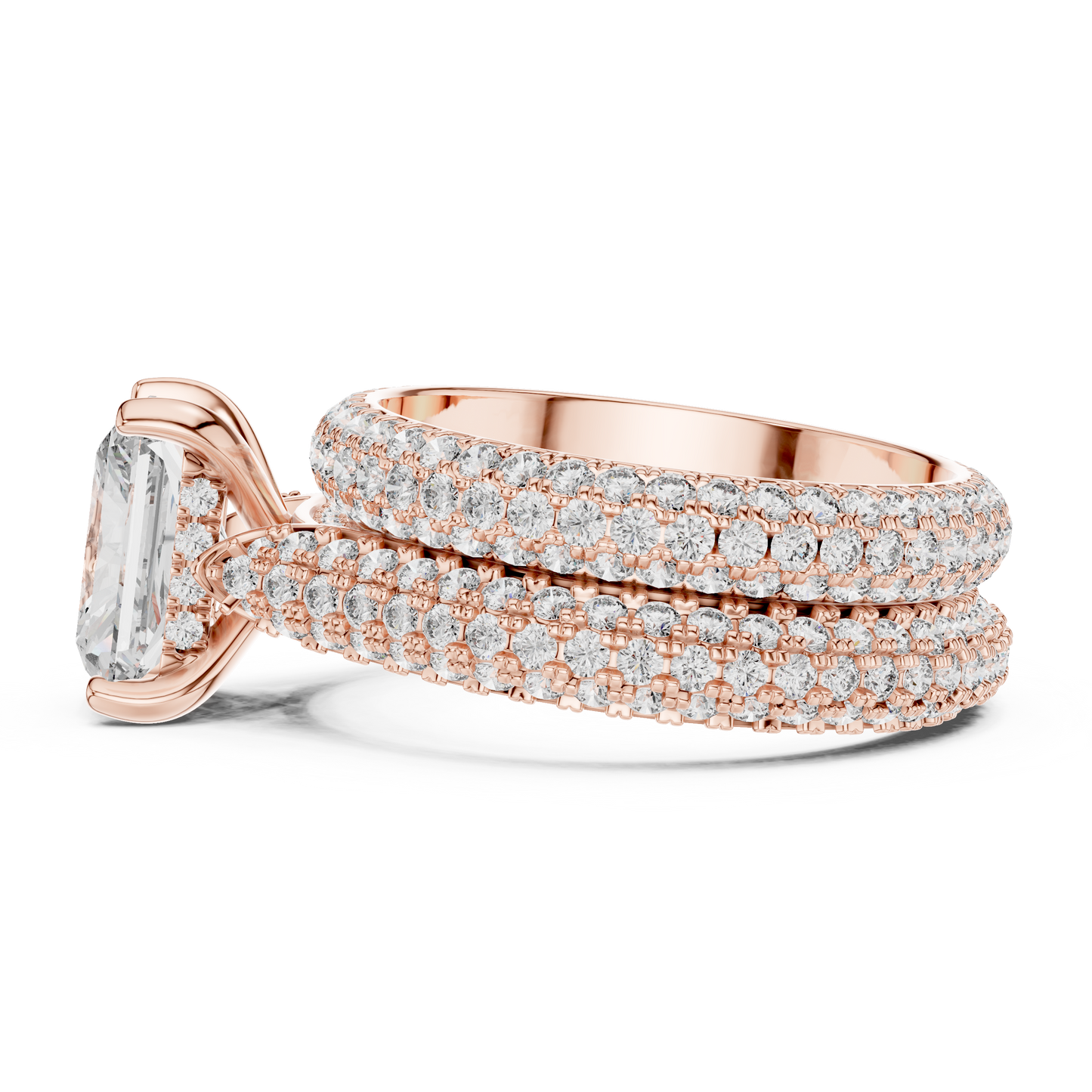 2.50Ct Radiant Solitaire with Pavé Band | Bold Luxury Engagement Ring | Gift for Her