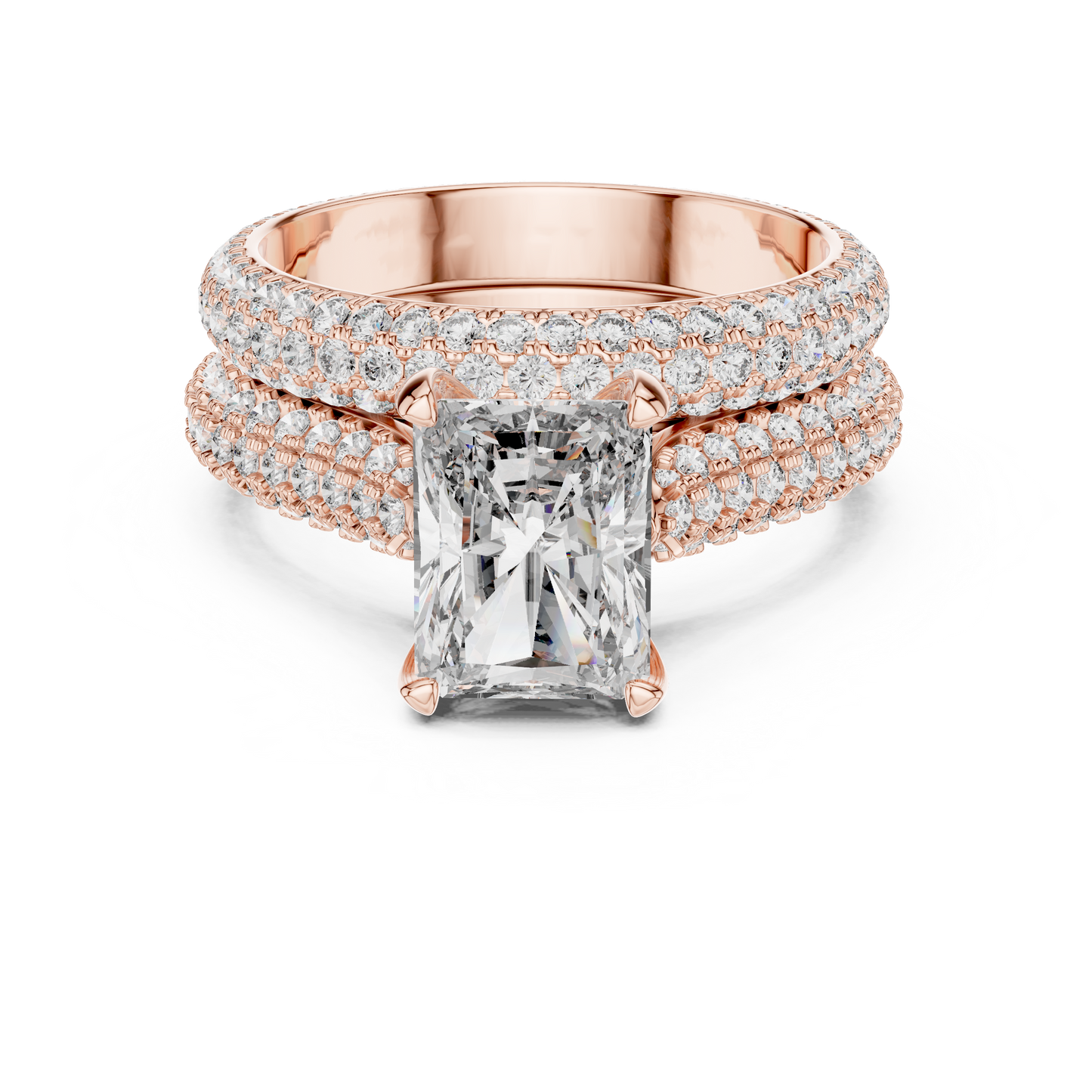 2.50Ct Radiant Solitaire with Pavé Band | Bold Luxury Engagement Ring | Gift for Her