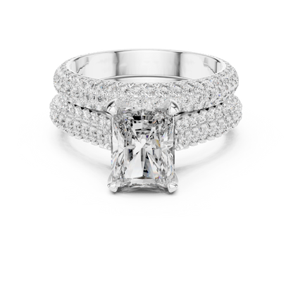 2.50Ct Radiant Solitaire with Pavé Band | Bold Luxury Engagement Ring | Gift for Her