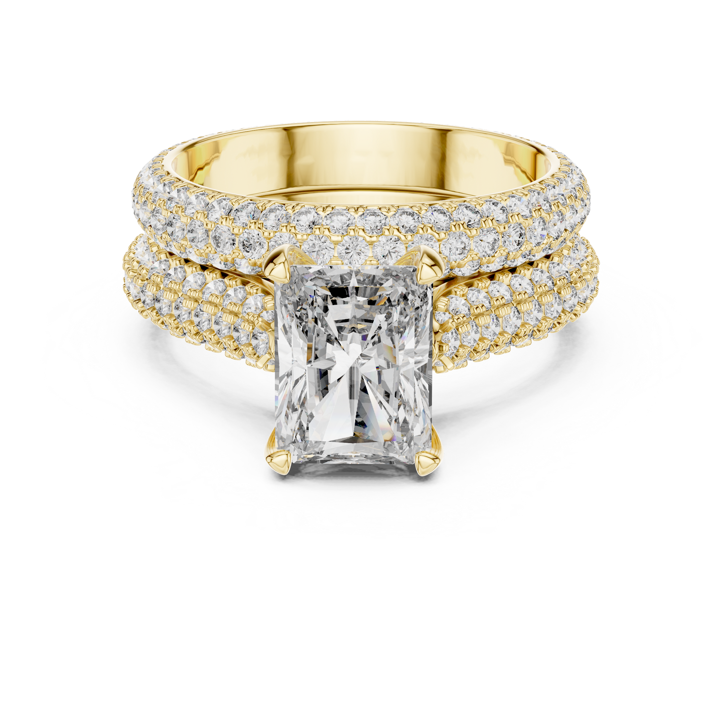 2.50Ct Radiant Solitaire with Pavé Band | Bold Luxury Engagement Ring | Gift for Her