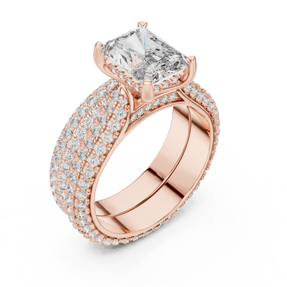 2.50Ct Radiant Solitaire with Pavé Band | Bold Luxury Engagement Ring | Gift for Her