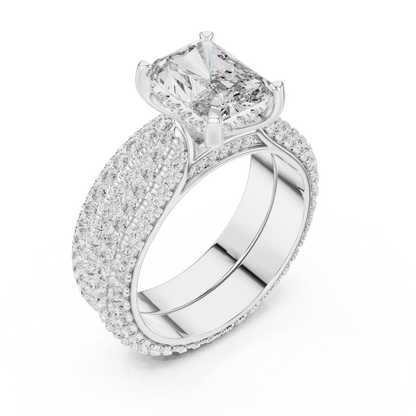 2.50Ct Radiant Solitaire with Pavé Band | Bold Luxury Engagement Ring | Gift for Her