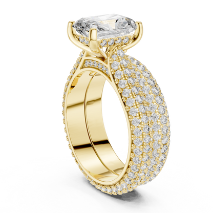 2.50Ct Radiant Solitaire with Pavé Band | Bold Luxury Engagement Ring | Gift for Her