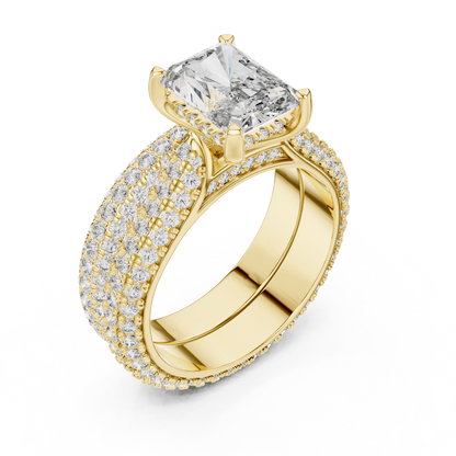 2.50Ct Radiant Solitaire with Pavé Band | Bold Luxury Engagement Ring | Gift for Her