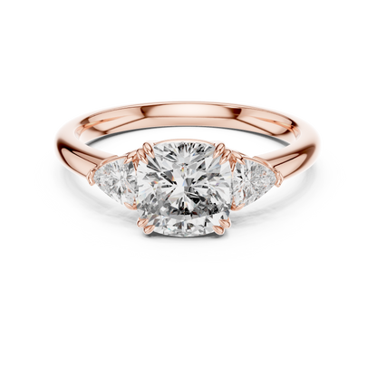 Cushion Diamond Statement Ring | Three Stone Luxury | Yellow Silver Gold Plated  Romantic Engagement Design