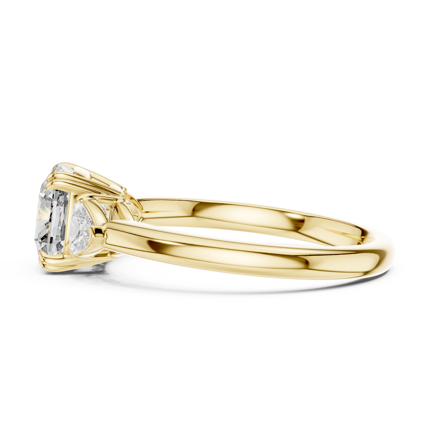 Cushion Diamond Statement Ring | Three Stone Luxury | Yellow Silver Gold Plated  Romantic Engagement Design