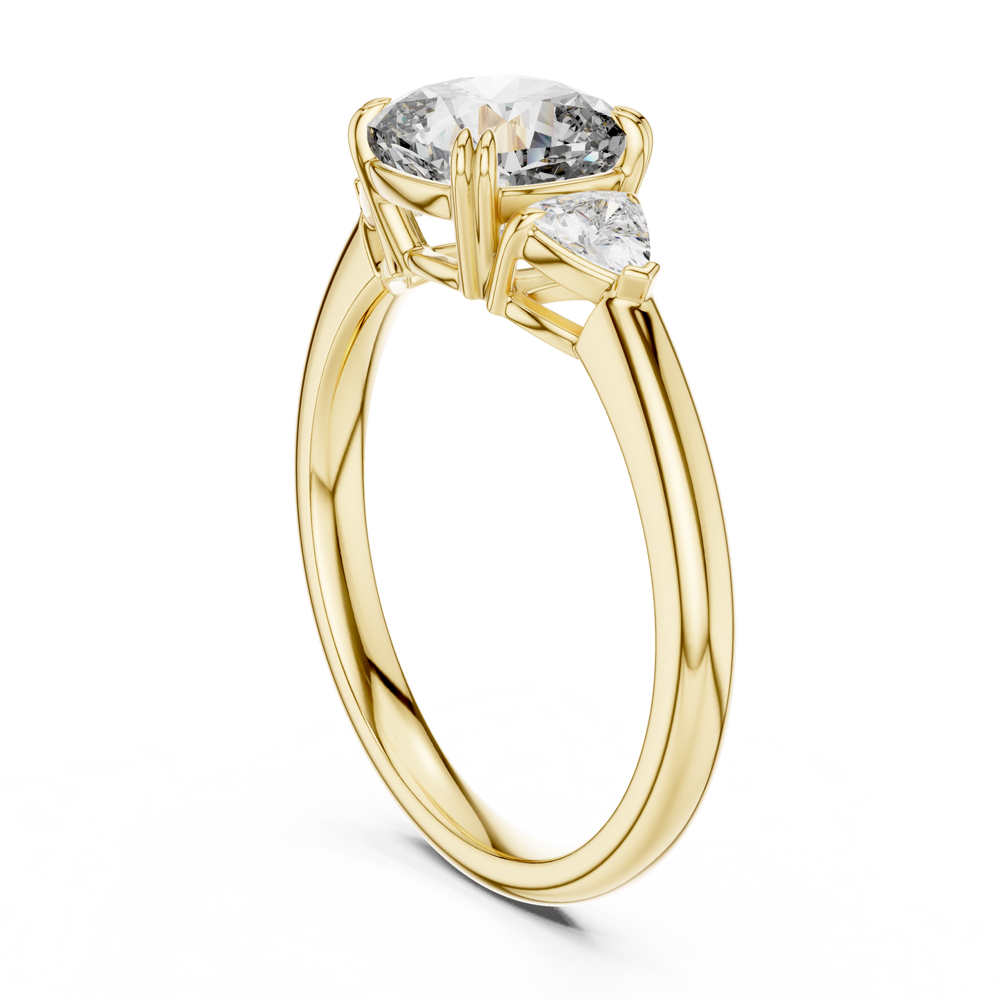 Cushion Diamond Statement Ring | Three Stone Luxury | Yellow Silver Gold Plated  Romantic Engagement Design