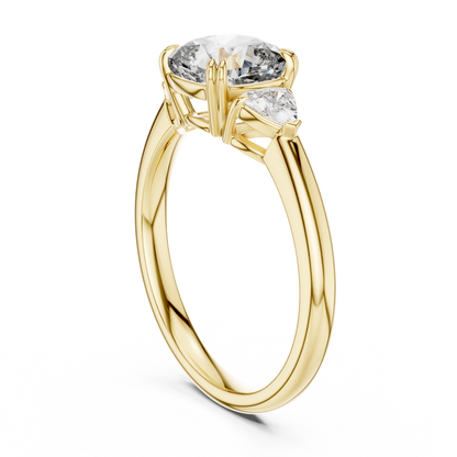 Cushion Diamond Statement Ring | Three Stone Luxury | Yellow Silver Gold Plated  Romantic Engagement Design