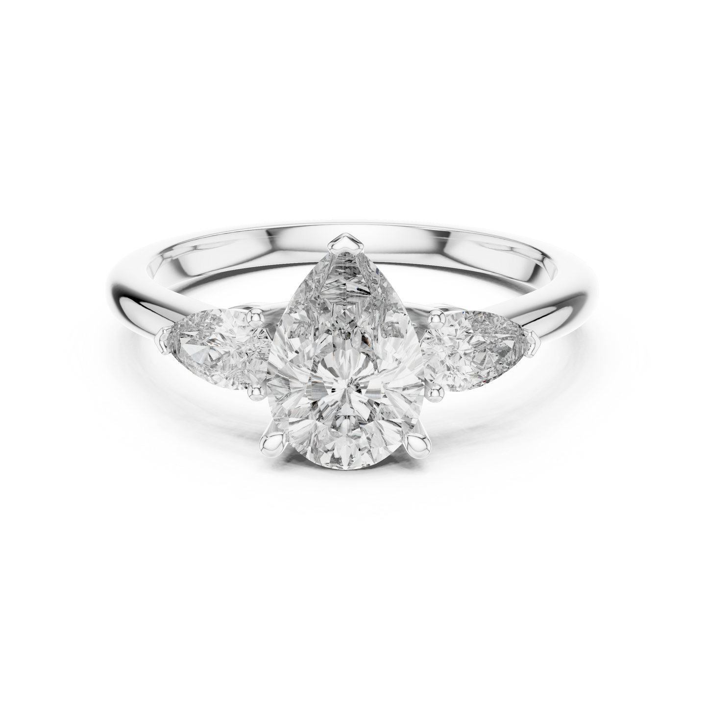 1.20CtPear Three-Stone Anniversary Ring • Marquise Diamond Accent • Gold Engagement Ring • Handmade Luxury Jewelry