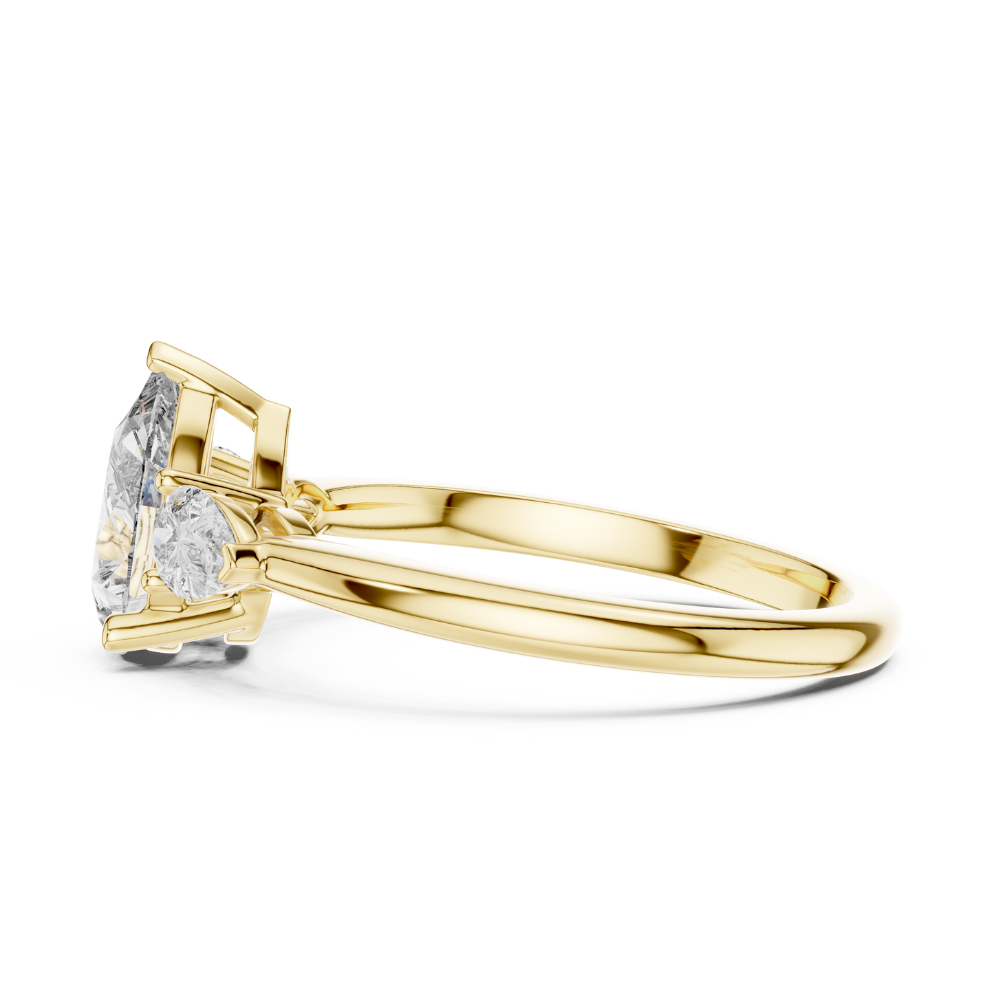 1.20CtPear Three-Stone Anniversary Ring • Marquise Diamond Accent • Gold Engagement Ring • Handmade Luxury Jewelry