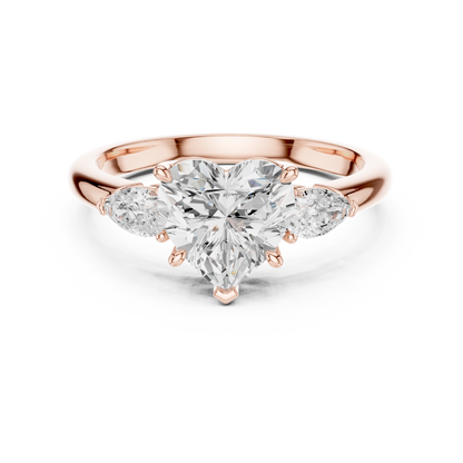 Heart Cut Diamond Ring | Luxury Silver Rose Plated | Timeless Engagement Proposal Bridal Jewelry