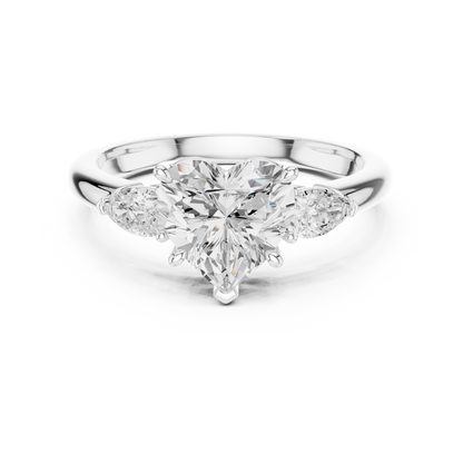 Heart Cut Diamond Ring | Luxury Silver Rose Plated | Timeless Engagement Proposal Bridal Jewelry