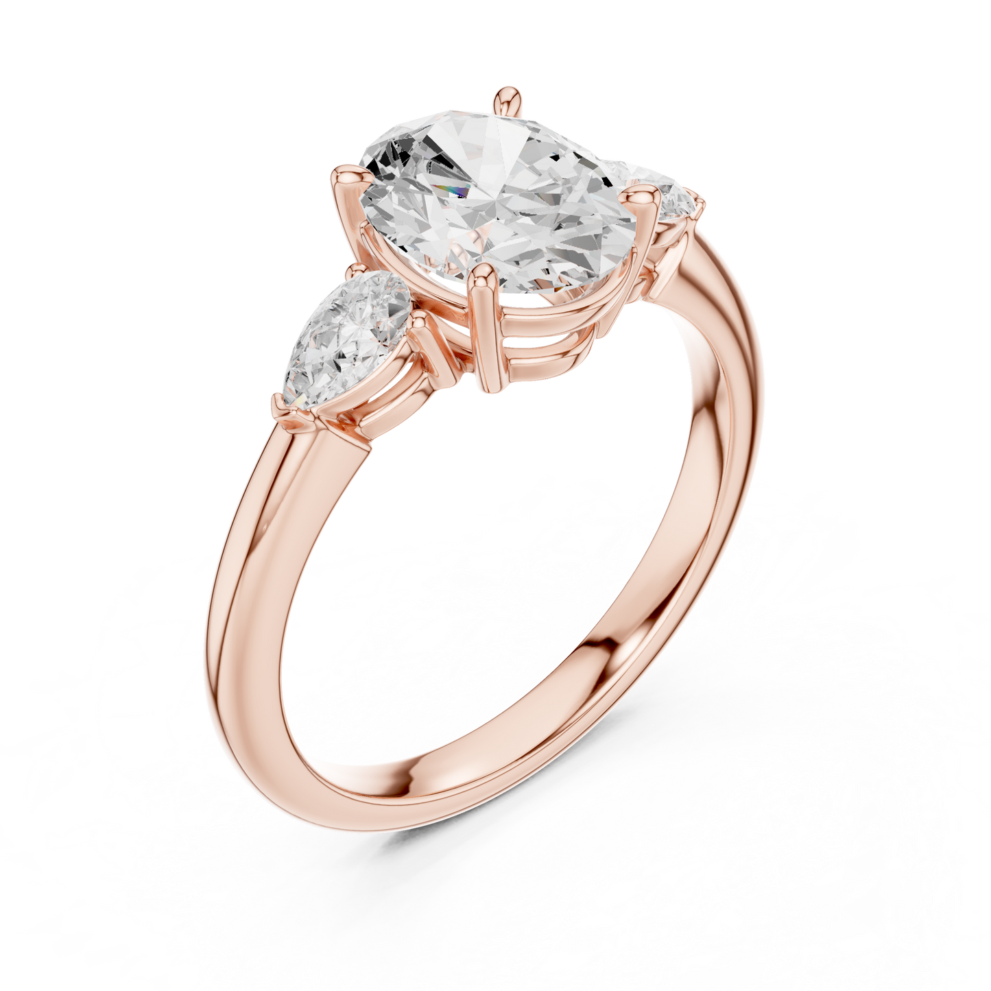 Oval Diamond Solitaire Ring | Three Stone Design | Premium 925 Sterling Silver Timeless Bridal Luxury