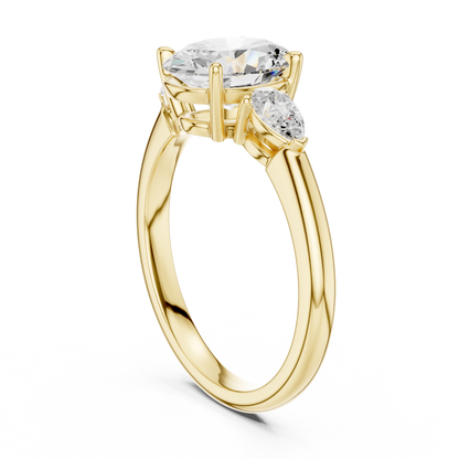Oval Diamond Solitaire Ring | Three Stone Design | Premium 925 Sterling Silver Timeless Bridal Luxury