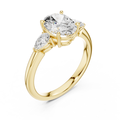 Oval Diamond Solitaire Ring | Three Stone Design | Premium 925 Sterling Silver Timeless Bridal Luxury