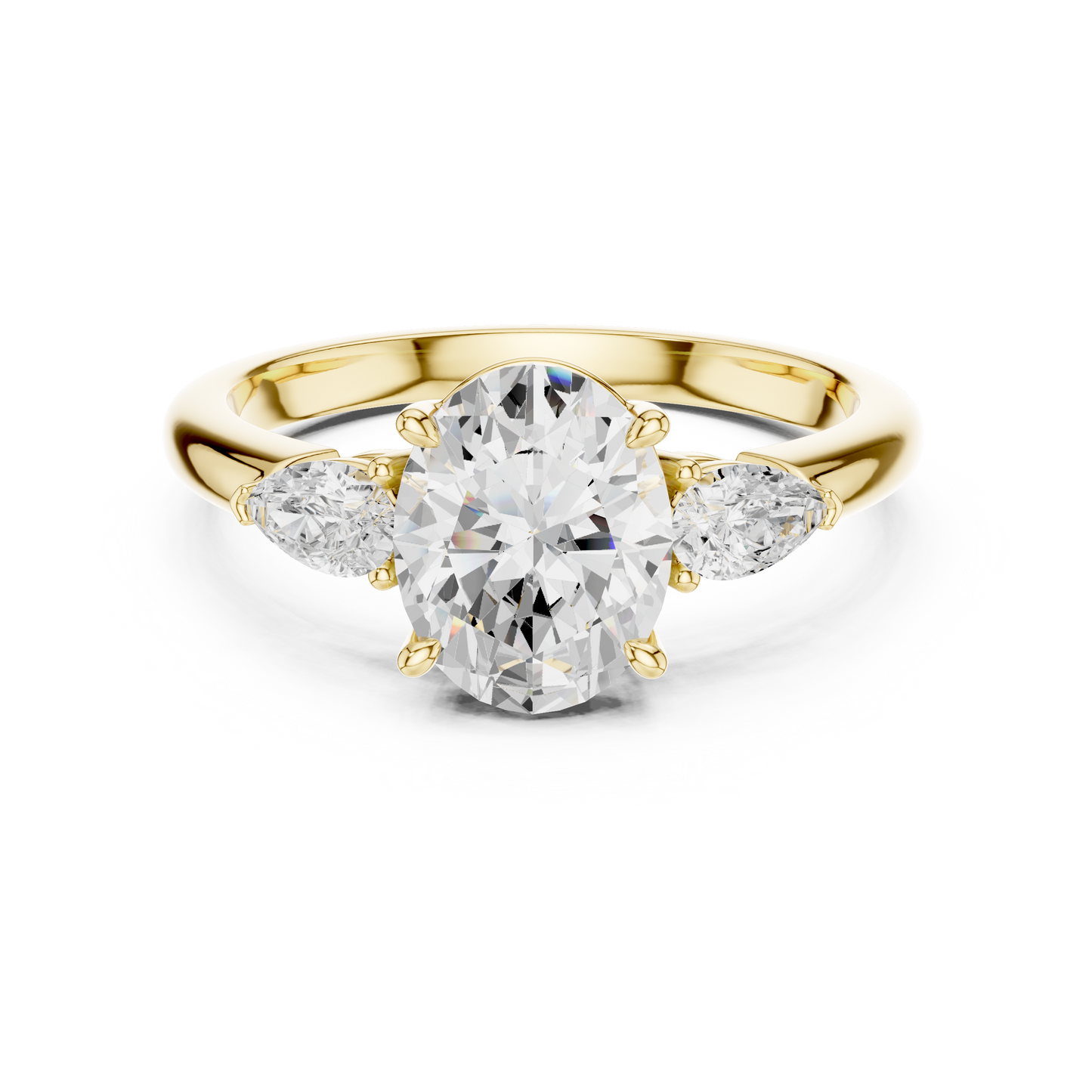 Oval Diamond Solitaire Ring | Three Stone Design | Premium 925 Sterling Silver Timeless Bridal Luxury