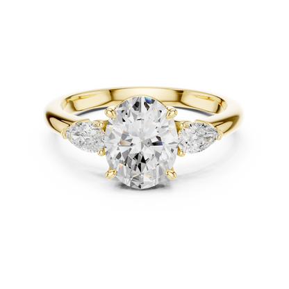 Oval Diamond Solitaire Ring | Three Stone Design | Premium 925 Sterling Silver Timeless Bridal Luxury