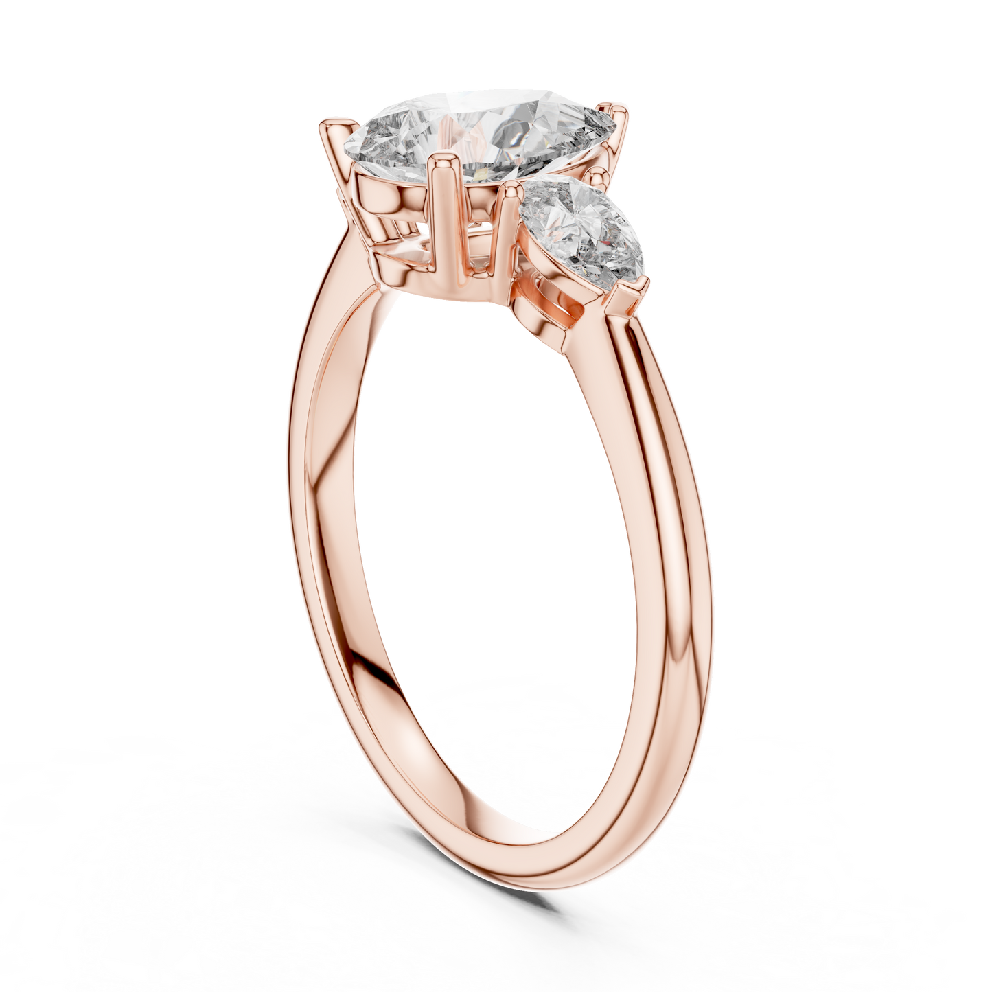 1.20CtPear Three-Stone Anniversary Ring • Marquise Diamond Accent • Gold Engagement Ring • Handmade Luxury Jewelry