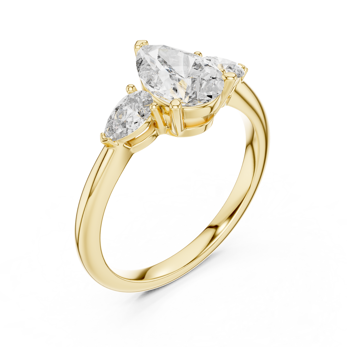 1.20CtPear Three-Stone Anniversary Ring • Marquise Diamond Accent • Gold Engagement Ring • Handmade Luxury Jewelry