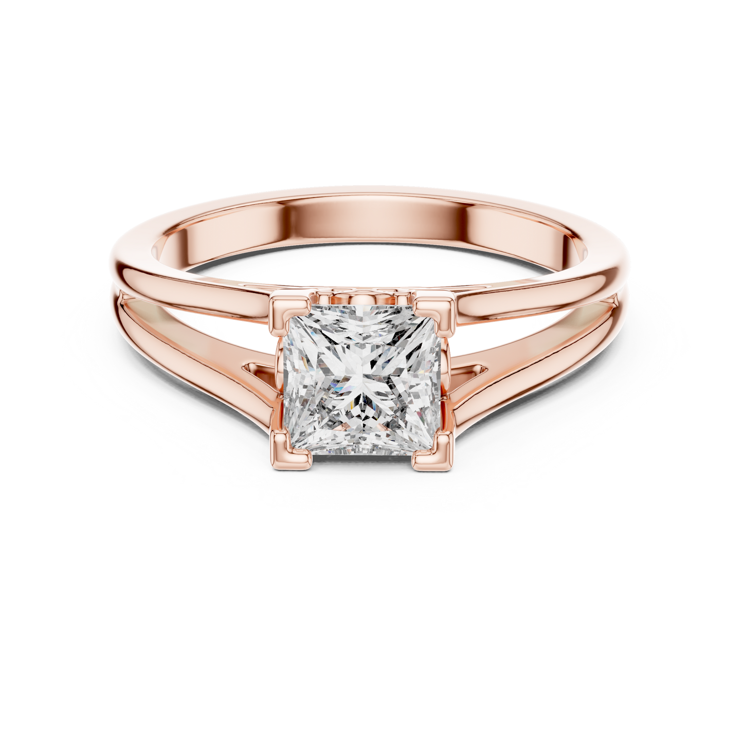 1.00CtPrincess Cut Solitaire Ring • Luxury Split Shank Design • Vintage Filigree Mount • Classic Engagement Ring