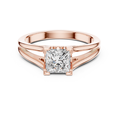 1.00CtPrincess Cut Solitaire Ring • Luxury Split Shank Design • Vintage Filigree Mount • Classic Engagement Ring