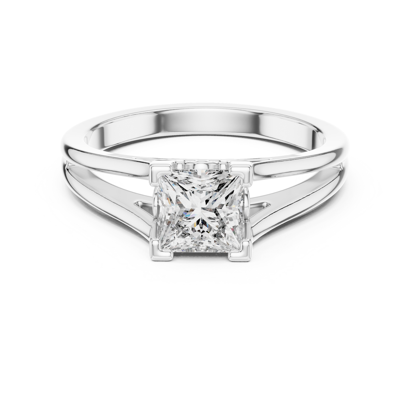 1.00CtPrincess Cut Solitaire Ring • Luxury Split Shank Design • Vintage Filigree Mount • Classic Engagement Ring