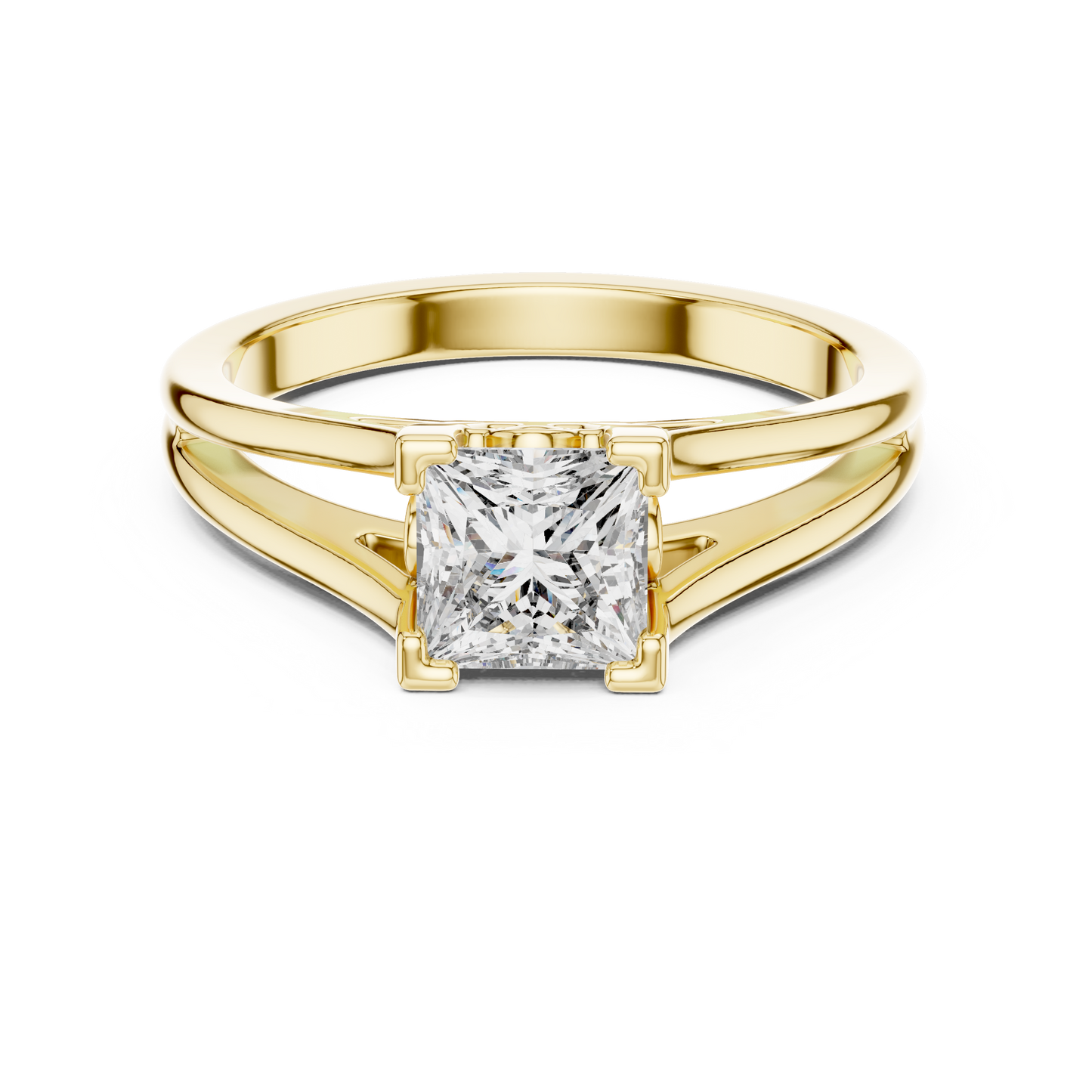 1.00CtPrincess Cut Solitaire Ring • Luxury Split Shank Design • Vintage Filigree Mount • Classic Engagement Ring