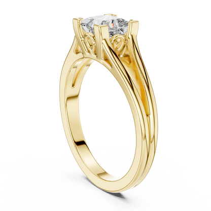 1.00CtPrincess Cut Solitaire Ring • Luxury Split Shank Design • Vintage Filigree Mount • Classic Engagement Ring