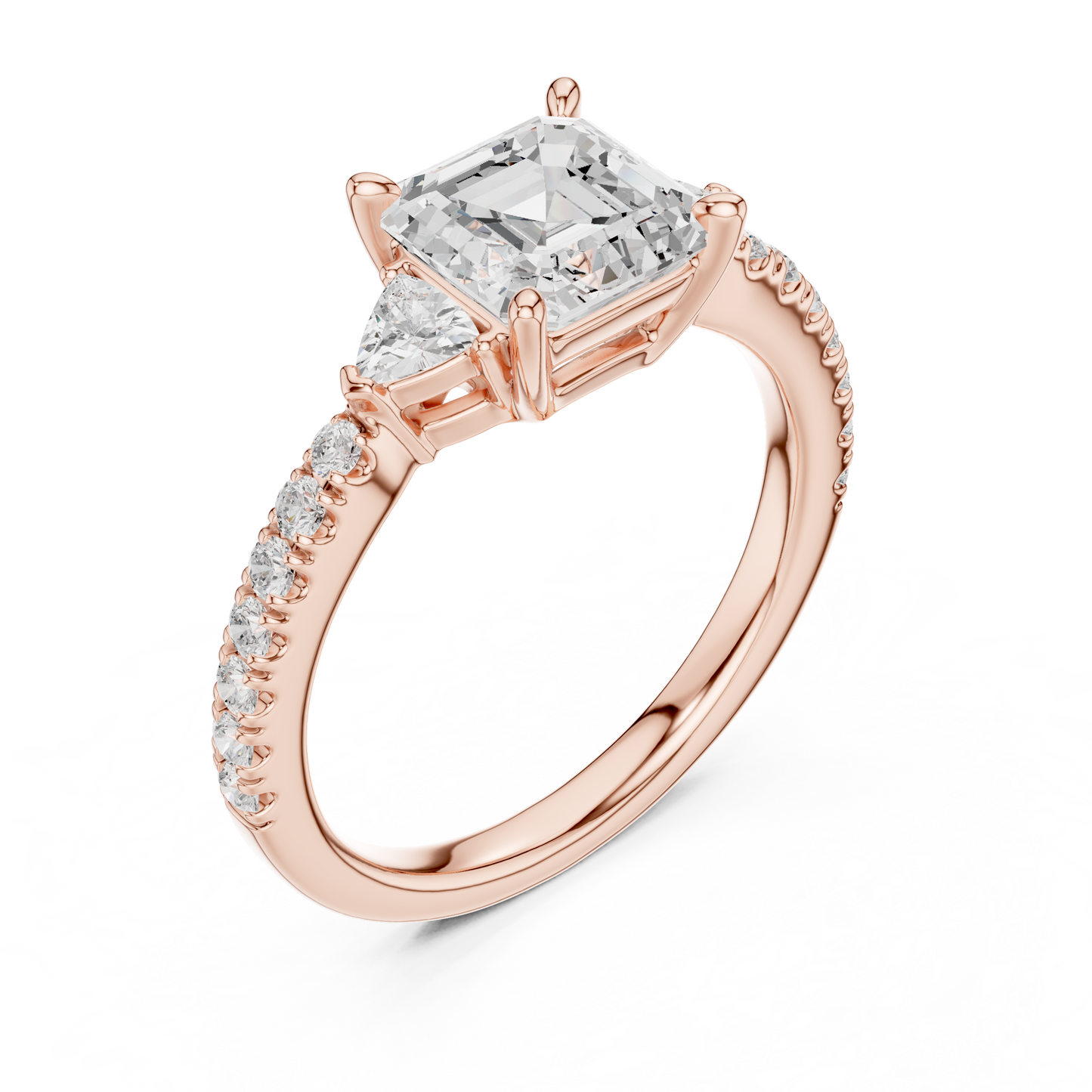Royal Asscher Diamond Ring | Elegant Pave Gold Craft | Luxury Engagement Wedding Heirloom Jewelry