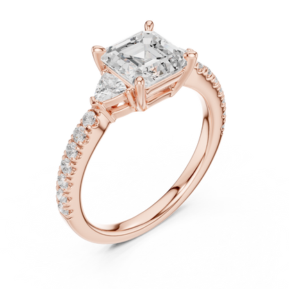 Royal Asscher Diamond Ring | Elegant Pave Gold Craft | Luxury Engagement Wedding Heirloom Jewelry