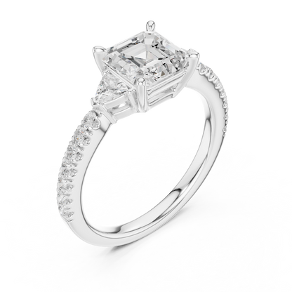 Royal Asscher Diamond Ring | Elegant Pave Gold Craft | Luxury Engagement Wedding Heirloom Jewelry