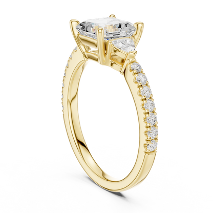 Royal Asscher Diamond Ring | Elegant Pave Gold Craft | Luxury Engagement Wedding Heirloom Jewelry