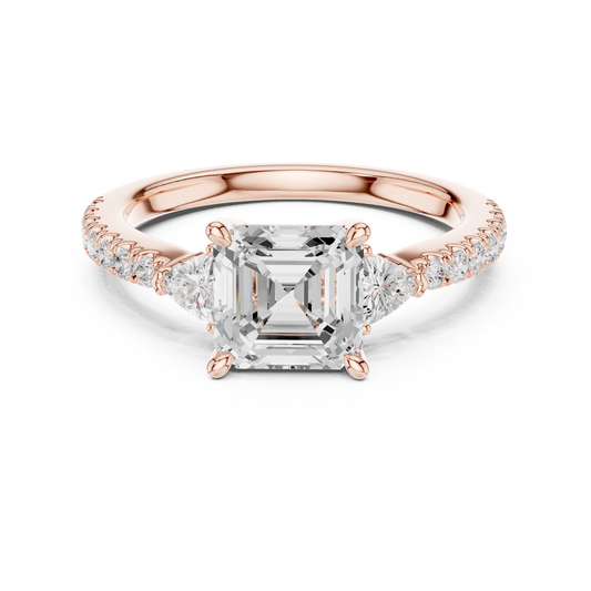 Royal Asscher Diamond Ring | Elegant Pave Gold Craft | Luxury Engagement Wedding Heirloom Jewelry