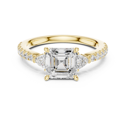 Royal Asscher Diamond Ring | Elegant Pave Gold Craft | Luxury Engagement Wedding Heirloom Jewelry