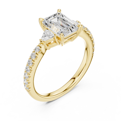 Emerald Cut Diamond Ring | Rose Gold Pavé Band | Luxury Bridal Engagement Statement Jewelry